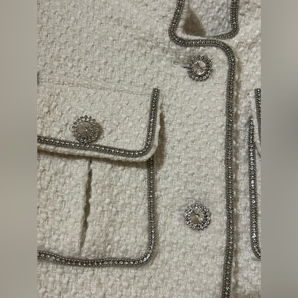 Chic Tweed Blazer w/ Rhinestone Buttons - Picture 8 of 12